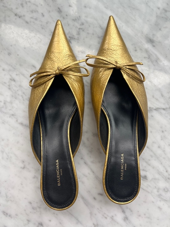 Balenciaga Shoes - Balenciaga Gold Knife Mules, 37